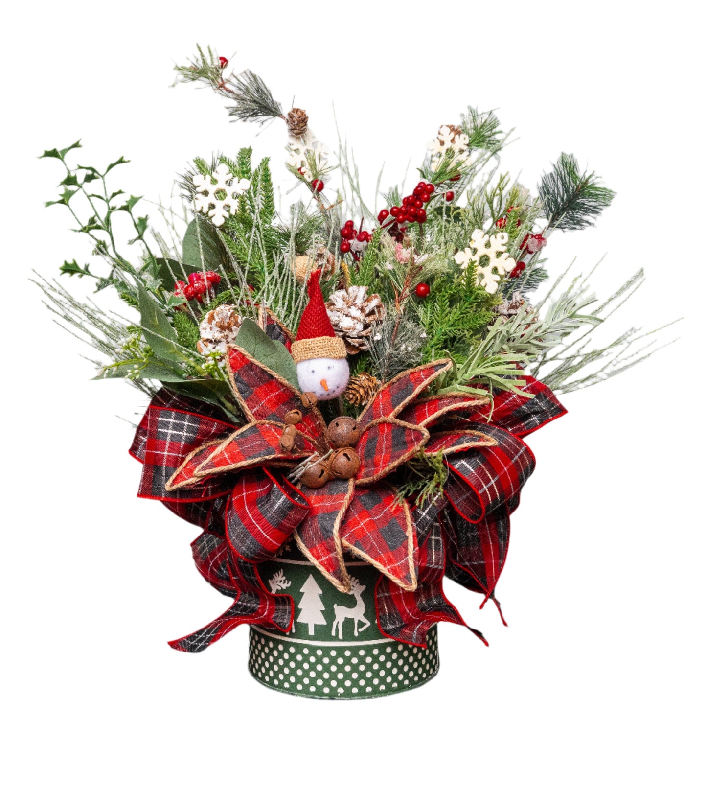 Plaid Snowman Center Piece