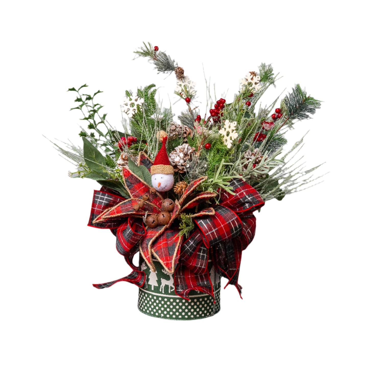 Plaid Snowman Center Piece